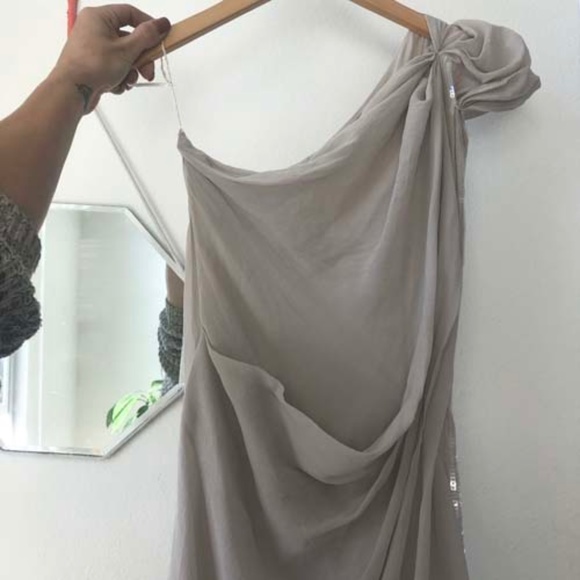 Max Studio Asymmetrical Cream Dress - Picture 3 of 7